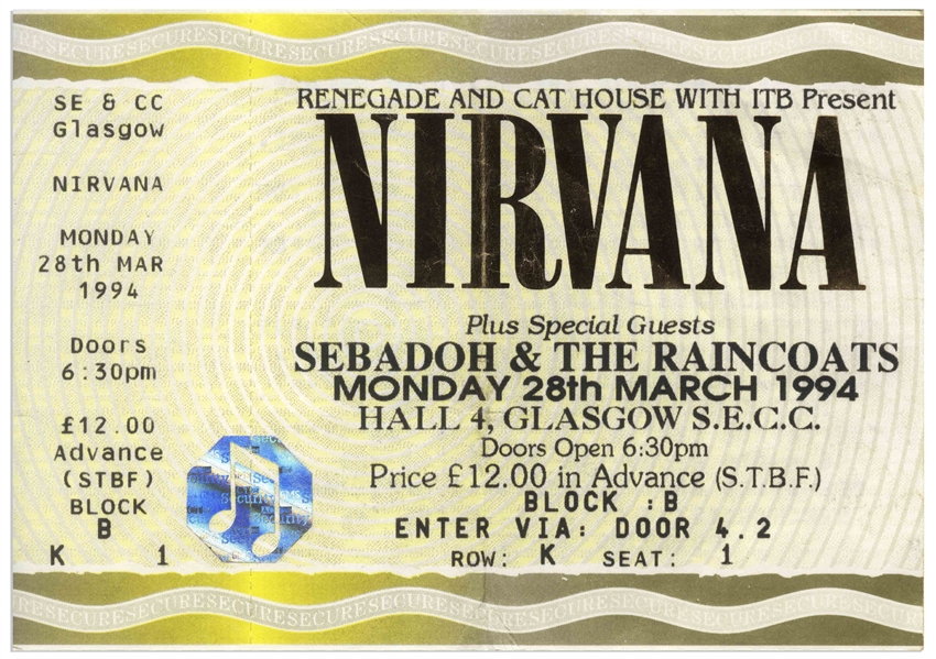 Nirvana Concert Ticket From 28 March 1994